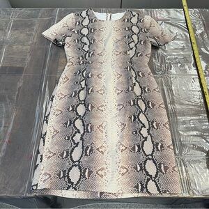 IRIS & INK Women's Snake Print Short Sleeve Silk Dress